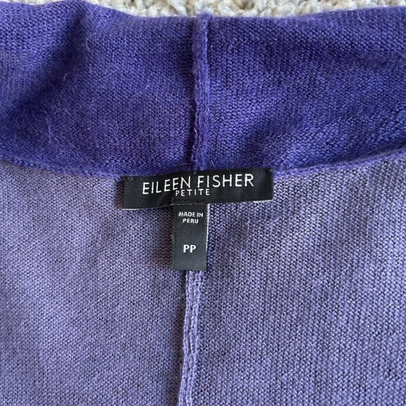 Eileen Fisher Petite Womens Open Front Cardigan Purple & Gray 100% Royal Alpaca - Picture 4 of 7